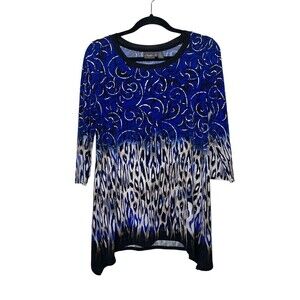 Chico's Blouse Womens Size 0/Small Paisley Top 3/4 Sleeve Blue & White …